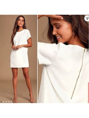 NWT Lulus Shift and Shout Ivory Shift Mini Dress